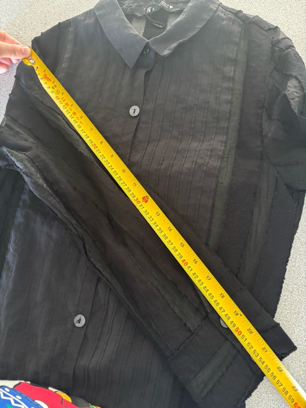 Zara Black Sheer Pleated Button-Up Blouse Gothic Whimsigoth Medium Minimalist - Picture 11 of 14